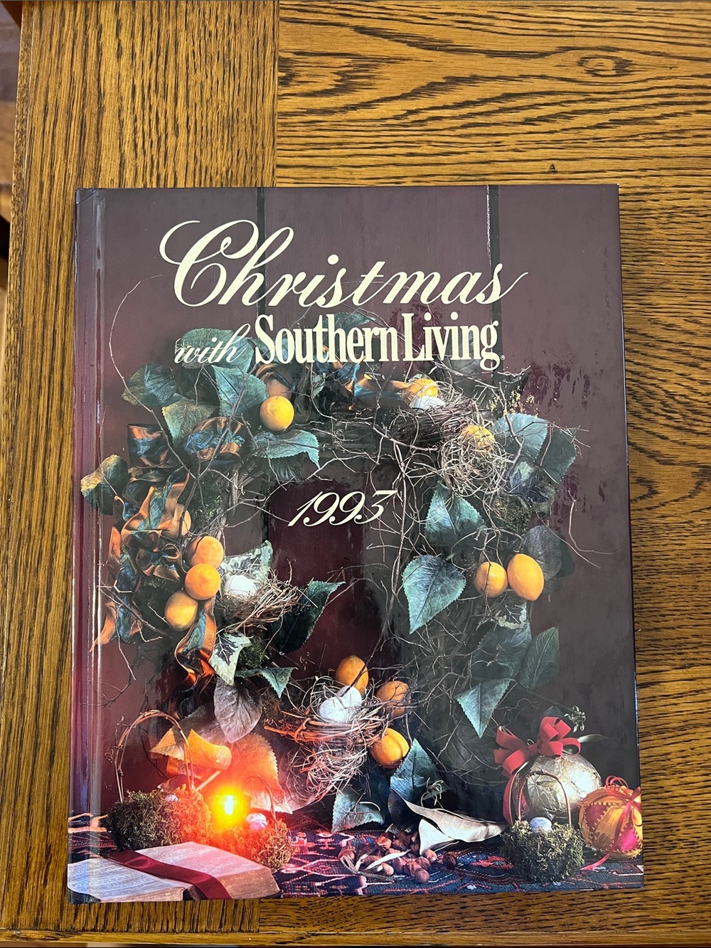 Southern Living Christmas 1995 Hardcover - Burgundy Cover with Wreath